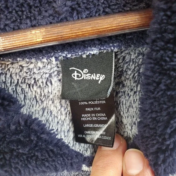 Disney Women Mickey Lounger Hood Sleep Night Shirt Sherpa Pajamas Blue Sz Large - Picture 5 of 8